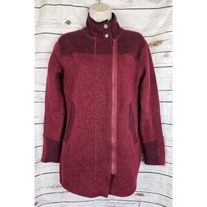 Title Nine Red Wool Blend Long Sweater Cardigan M Full Zip Womens